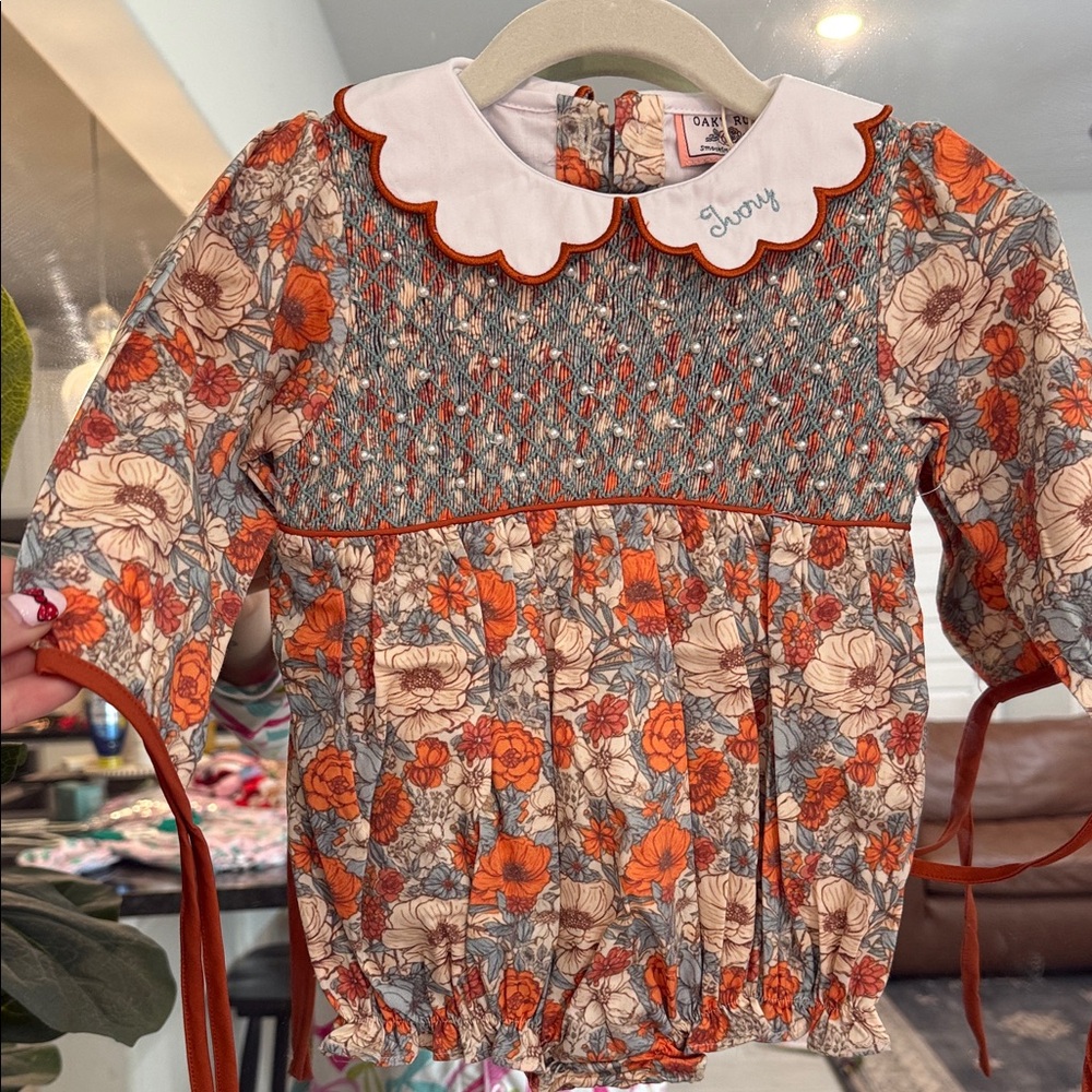 Floral Kids Shirt with Scalloped Collar